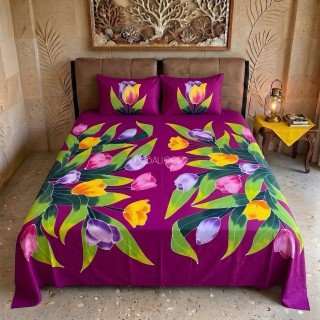 One Set Bedsheet Hand Painted by Balinese Artisans